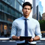미국 최저임금 주별 비교 - **Prompt 1: Urban Ambition and High-Cost Living**
    A young, professionally dressed individual, mi...