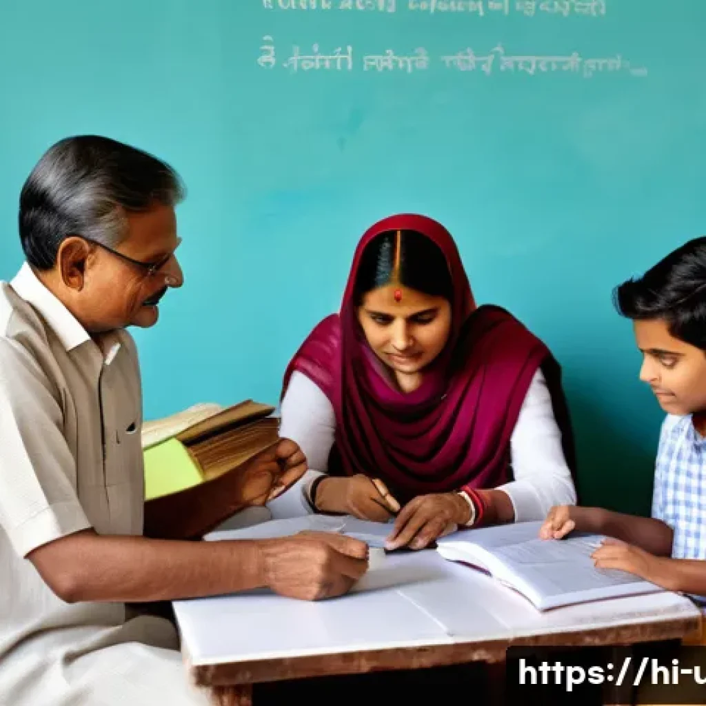 미국 홈스쿨링 문화 - A warm, inviting homeschooling environment in an Indian family home, showing Hindi-speaking parents ...