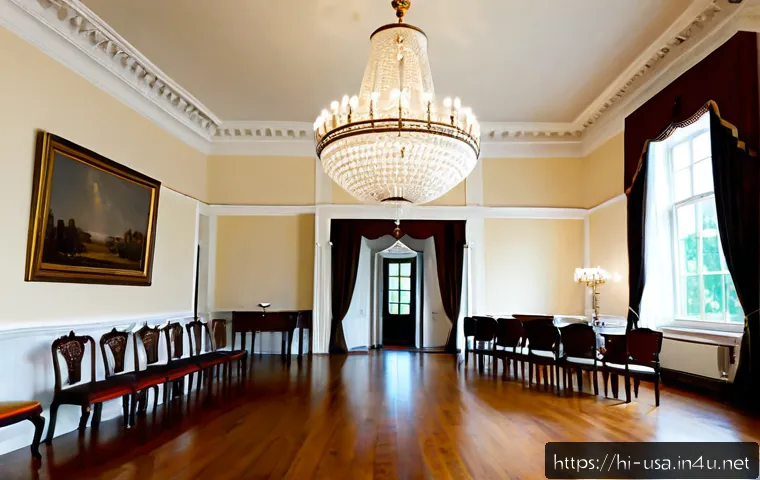 Home 31 미국 백악관 내부 공개 - Photorealistic interior view of the White House public tour route, elegant historic reception room w...